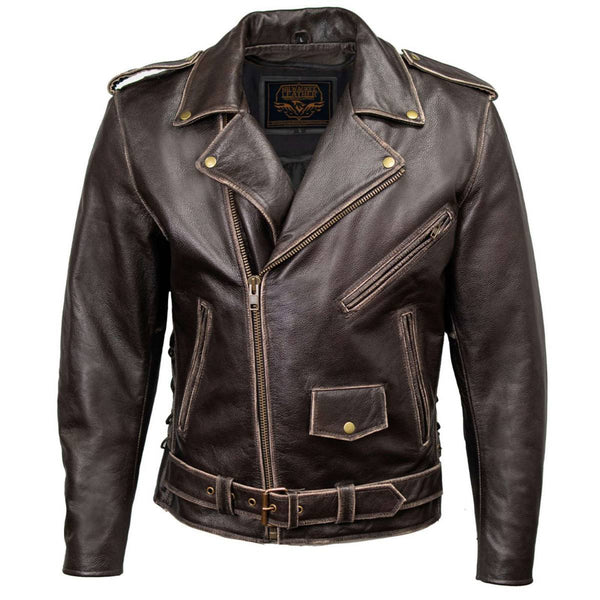 Milwaukee Leather Men's Live to Ride Classic Retro Brown Premium Leather CE Armored Motorcycle Jacket - Side Lace - LKM1707