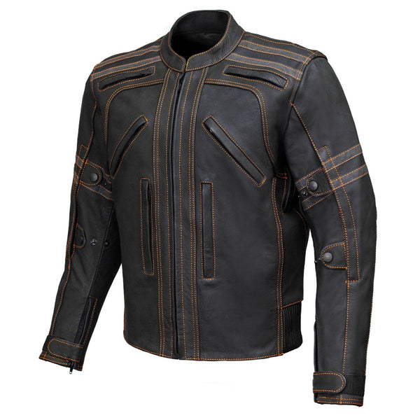 Milwaukee Leather Men's Matte Black Street CE Armored Motorcycle Vented Jacket - Reflective - LKM17012
