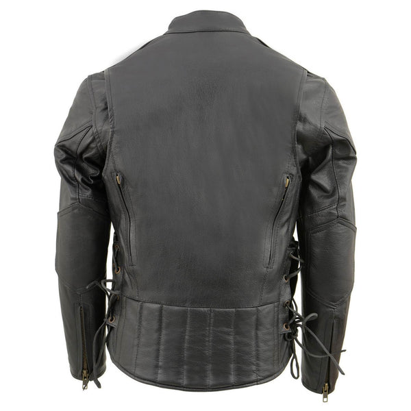 Milwaukee Leather LKM1900 Boy's Black Leather Side Lace Vented Moto Jacket