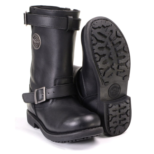 Milwaukee Leather MBL9359 Women's Black 11-Inch Classic Engineer Motorcycle Leather Boots