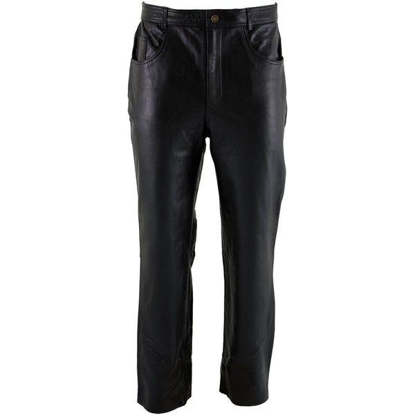 Milwaukee Leather LKM5716 Men's Classic Black Premium Leather Fitted Casual Biker Leather Pants