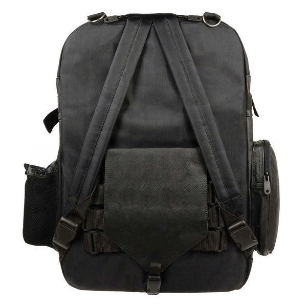 Milwaukee Leather SH540 Medium Black Size Leather and Textile Motorcycle Sissy Bar Back Pack Bag