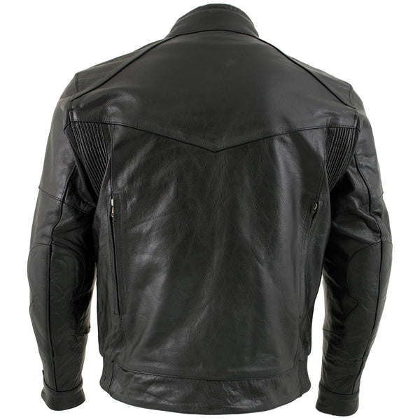 Milwaukee Leather LKM1700 Men's Premium Black Buffalo Leather Cruiser Motorcycle Jacket with CE Armor Protection