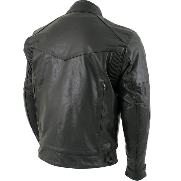 Milwaukee Leather LKM1700 Men's Premium Black Buffalo Leather Cruiser Motorcycle Jacket with CE Armor Protection