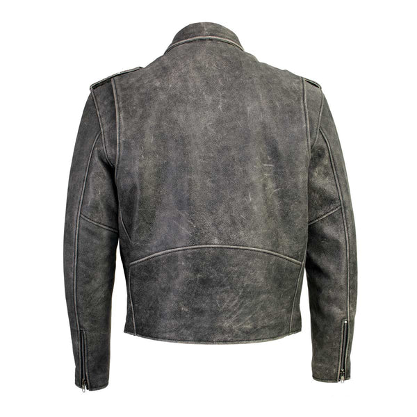 Milwaukee Leather LKM17001 Men's Classic Distressed Gray Motorcycle Leather Riders Jacket