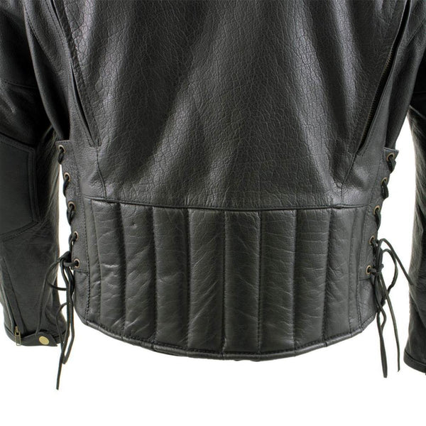 Milwaukee Leather LKM17002 Men's Premium Top Grade Black Leather Motorcycle Riders Jacket w/  Zip-Out Lining