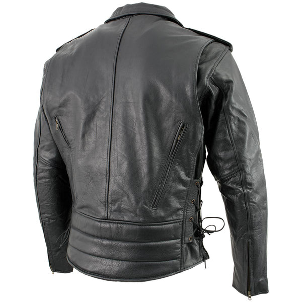 Milwaukee Leather LKM17004 Men's Classic Premium Black Vented Motorcycle Leather Biker Riders Jacket
