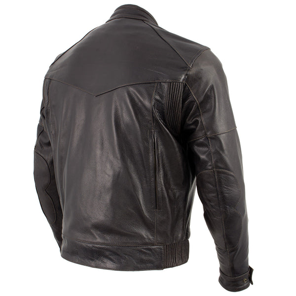Milwaukee Leather LKM7006 Men's Classic Retro Distressed Brown Leather Jacket with CE Armor Protection