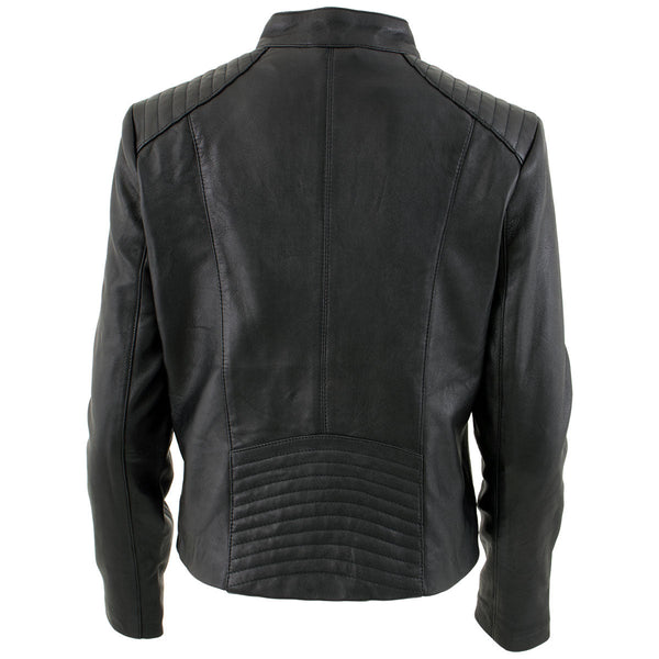 Milwaukee Leather LKL2735 Women's Black Premium Leather Scuba Style Biker Jacket w/ Mandarin Collar