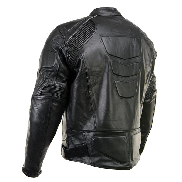 Milwaukee Leather LKM17007 Men's Premium Black Leather Motorcycle Bikers Rider Jacket w/ CE Armor