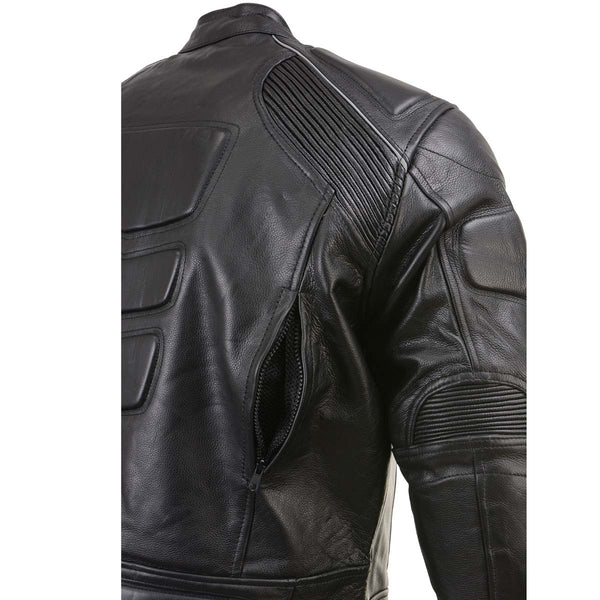 Milwaukee Leather LKM17007 Men's Premium Black Leather Motorcycle Bikers Rider Jacket w/ CE Armor