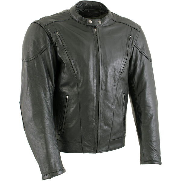 Milwaukee Leather LKM7009 Men's Flying Mayhem Skull Premium Black Leather Motorcycle Riders Jacket w/ CE Armor Protection