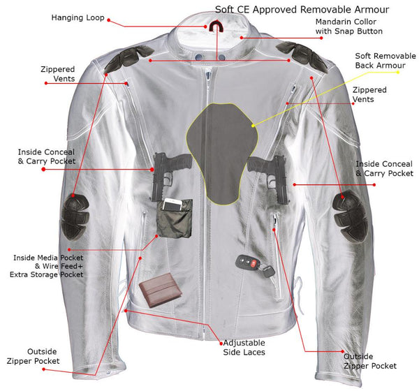 Milwaukee Leather LKM7009 Men's Flying Mayhem Skull Premium Black Leather Motorcycle Riders Jacket w/ CE Armor Protection