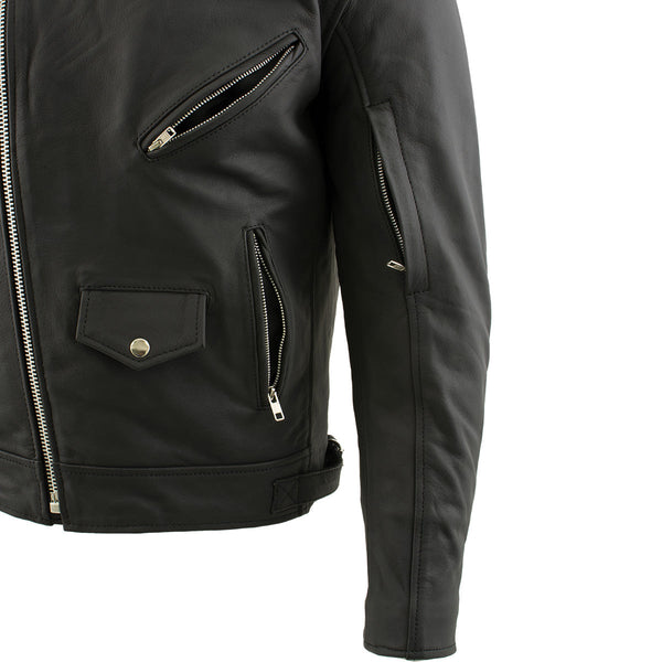 Milwaukee Leather LKM17010 Men's Reaper Premium Matte Black Leather Motorcycle Biker Riders Jacket