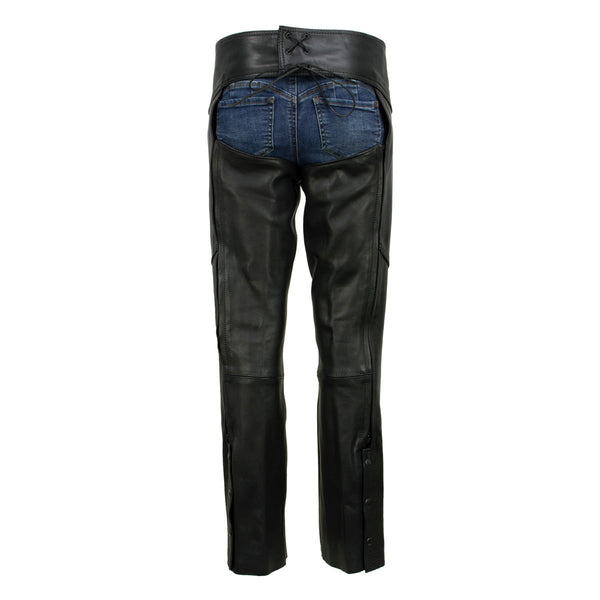 Milwaukee Leather USA MADE MLCHL5001 Women's Black Shade Premium Leather Motorcycle Chaps