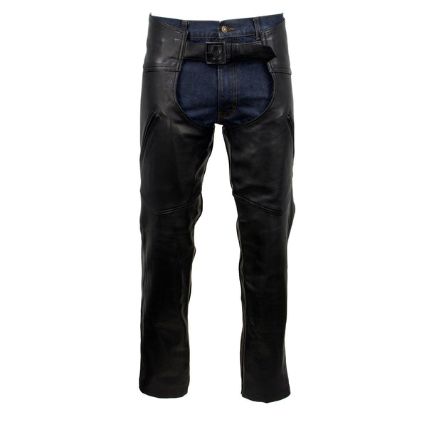 Milwaukee Leather USA MADE MLCHM5001 Men's Black Cloak Classic Premium Leather Motorcycle Chaps