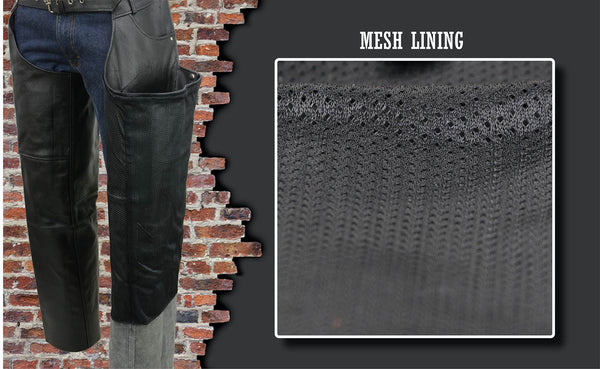 Event Leather EL1101 Men's Black Leather Classic Chaps with Jean Pockets