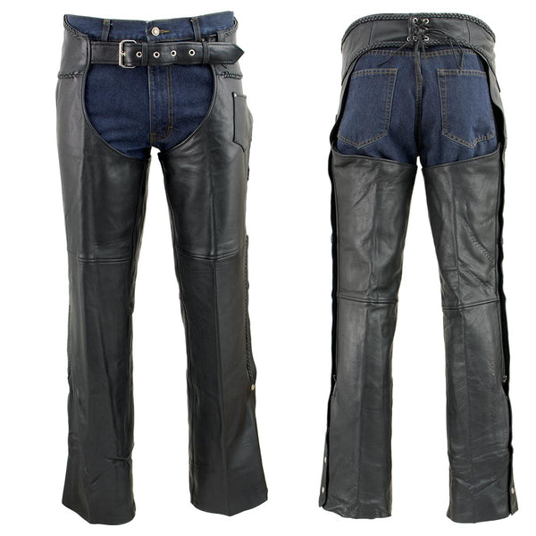 Event Leather EL1117BBO Men's Black Classic 'Braided' Leather Chaps