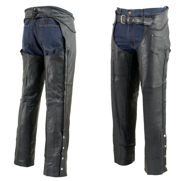 Event Leather EL1117BBO Men's Black Classic 'Braided' Leather Chaps
