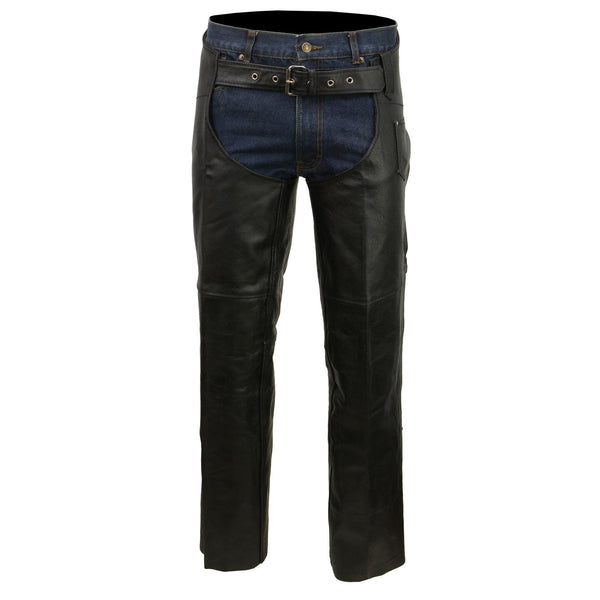 Event Biker EL1117BO Black Real Premium Leather Motorcycle Chaps for Men - Premium Leather Riding Chaps