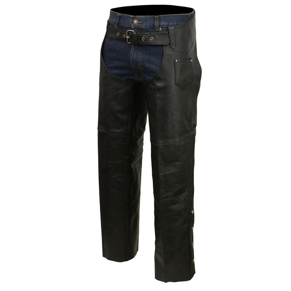 Event Biker EL1117BO Black Real Premium Leather Motorcycle Chaps for Men - Premium Leather Riding Chaps
