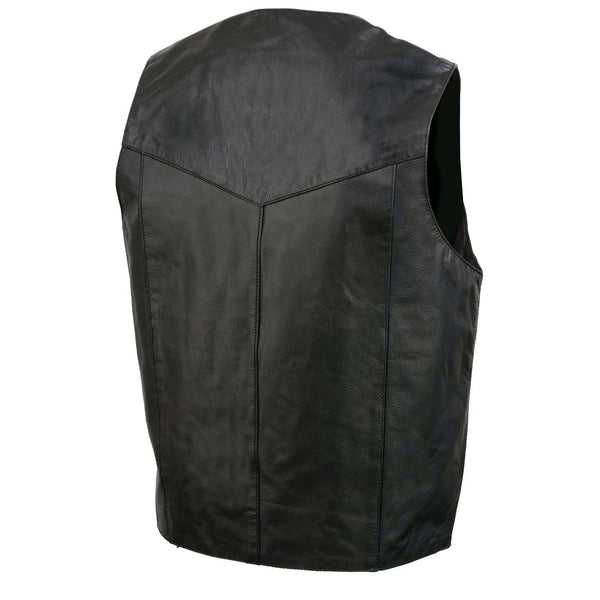 Event Leather EL1310GO Men's Black Leather Classic Snap Button Biker Vest