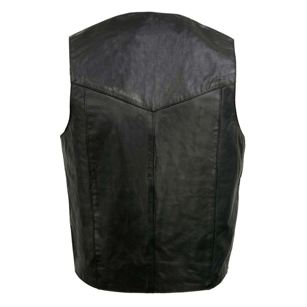 Event Leather EL1310GO Men's Black Leather Classic Snap Button Biker Vest