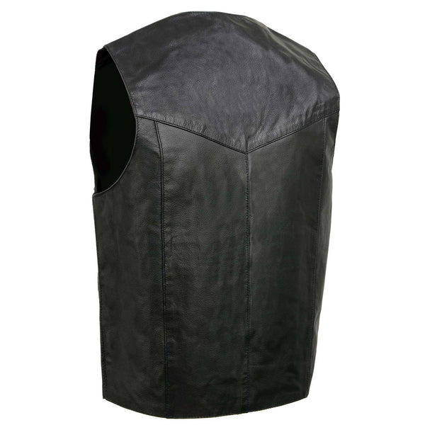 Event Leather EL1310GO Men's Black Leather Classic Snap Button Biker Vest