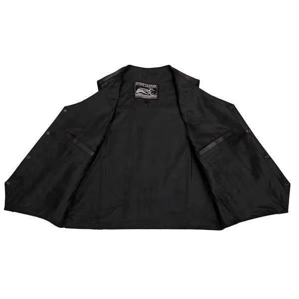 Event Leather EL5310 Men's Classic Black Leather Vest with Snap Button Closure