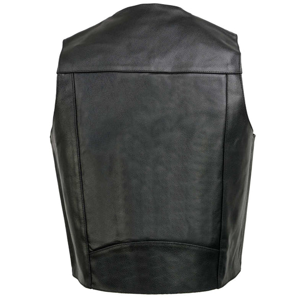 Event Leather EL5310 Men's Classic Black Leather Vest with Snap Button Closure