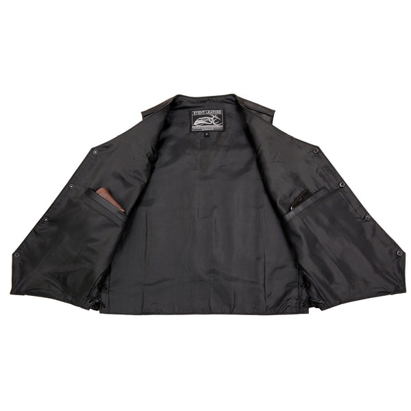 Event Leather EL5315 Men's Black Motorcycle Riders Leather Vest for Men w/ Side Lace- Riding Club