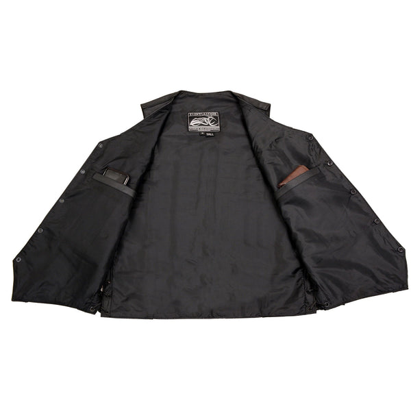 Event Leather EL5315T Men's Black Classic Side Lace Biker Vest in Big and Tall Sizes