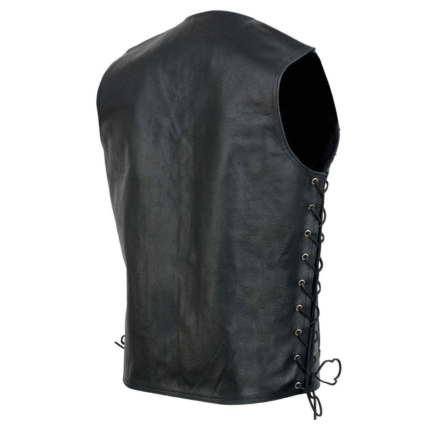 Event Leather EL5360TALL Men's Side Lace Vest with Denim Style Pockets Tall Sizes