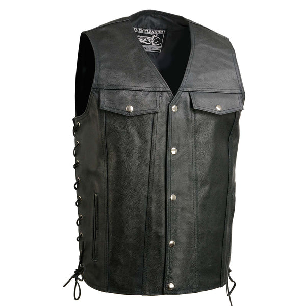 Event Leather EL5360TALL Men's Side Lace Vest with Denim Style Pockets Tall Sizes
