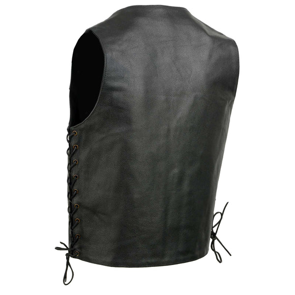 Event Leather EL5391 Men's Black Leather 10 Pocket Side Lace Vest