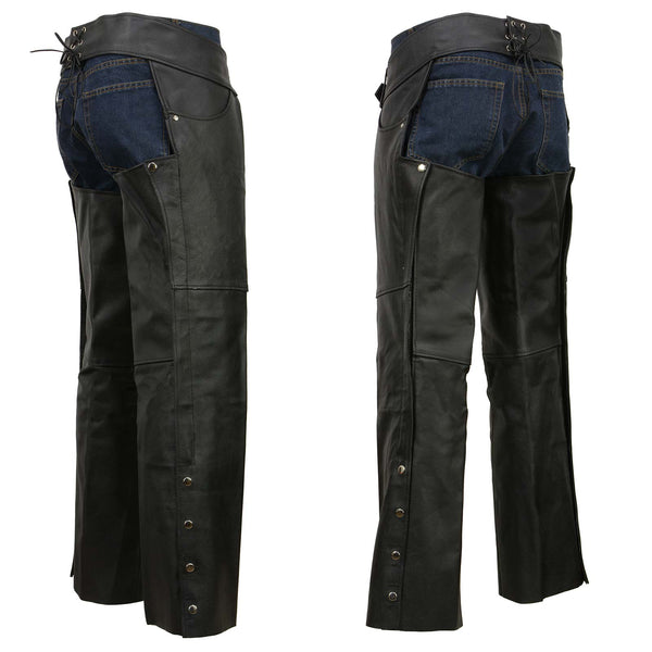 Event Leather EL1101 Men's Black Leather Classic Chaps with Jean Pockets