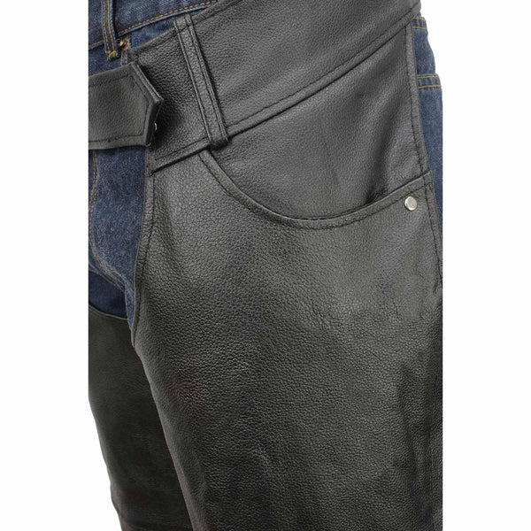 Event Leather EL1101 Men's Black Leather Classic Chaps with Jean Pockets