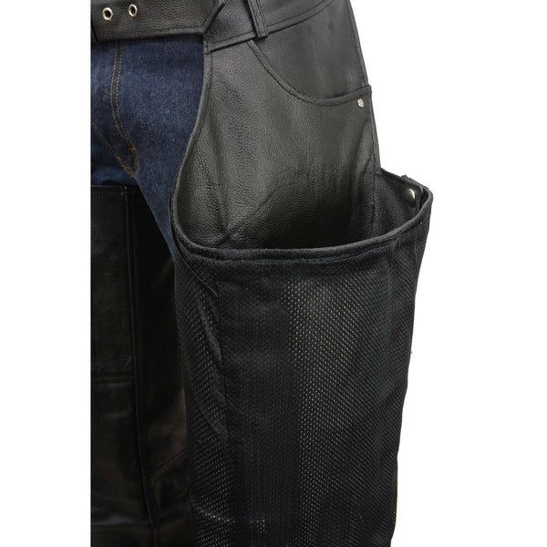 Event Leather EL1101 Men's Black Leather Classic Chaps with Jean Pockets