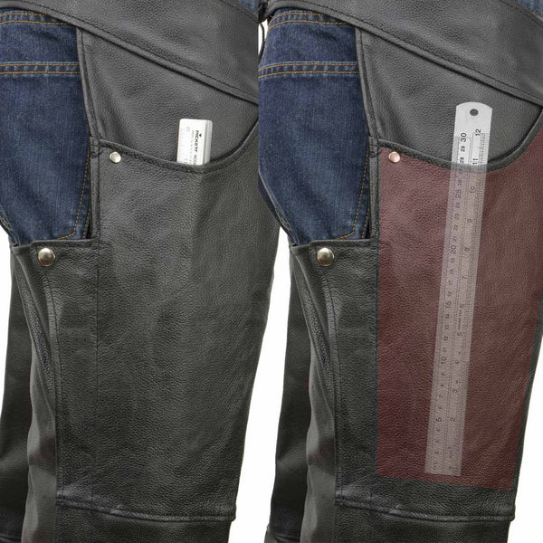 Event Leather EL1101 Men's Black Leather Classic Chaps with Jean Pockets