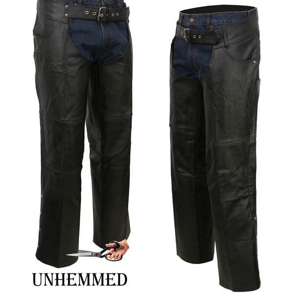 Event Leather EL1101 Men's Black Leather Classic Chaps with Jean Pockets