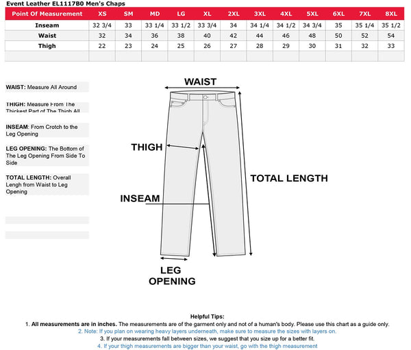 Event Leather EL1117BBO Men's Black Classic 'Braided' Leather Chaps