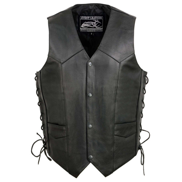 Event Leather's ELM3900 Men's 100% Genuine Motorcycle Leather Vest | Biker Vests with Embossed Eagle | Live To Ride