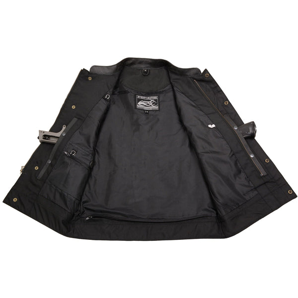 Event Leather ELM3910 Men's Black Motorcycle Leather Riders Club Style Vest w/ Dual Closure