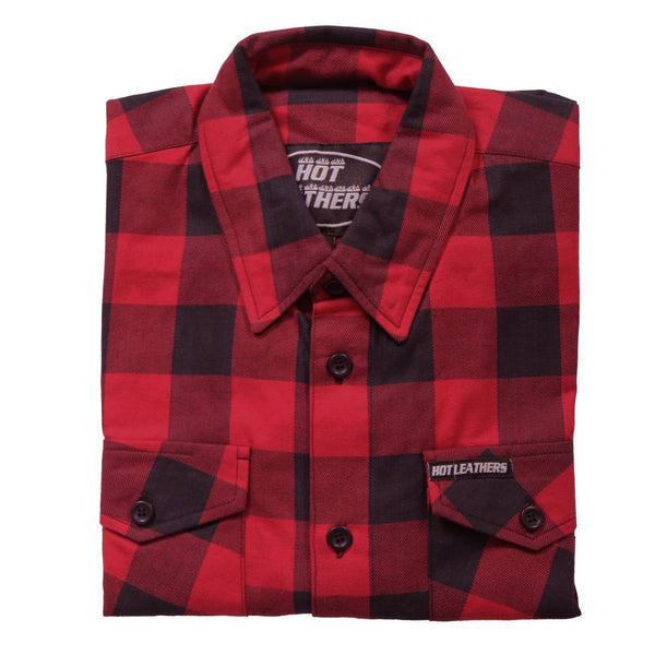 Hot Leathers FLM2002 Men's Black and Red Long Sleeve Flannel Shirt