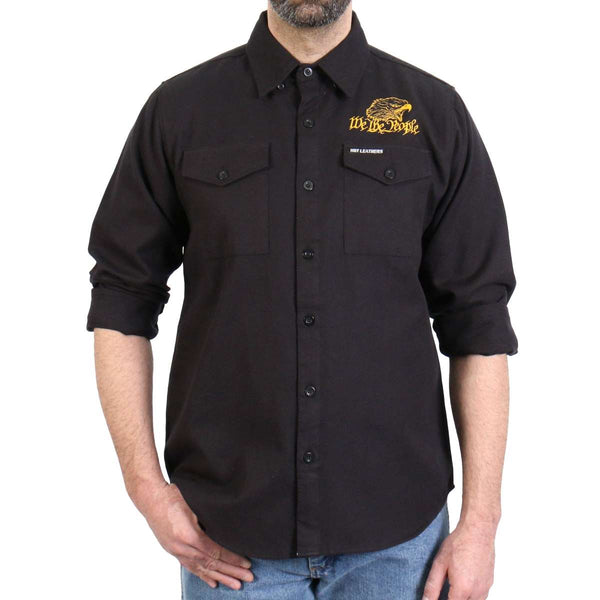 Hot Leathers FLM2114 Men's We the People Long Sleeve Solid Black Flannel Shirt
