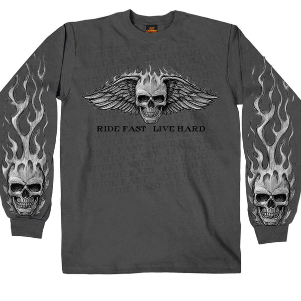 Hot Leathers GMS2118 Men’s ‘Bad Scratch’ Long Sleeve Charcoal Shirt
