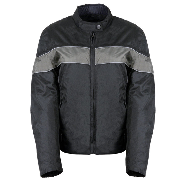 Milwaukee Leather SH2261 Women's Lightweight Black and Grey Textile Motorcycle Jacket with Reflective Piping
