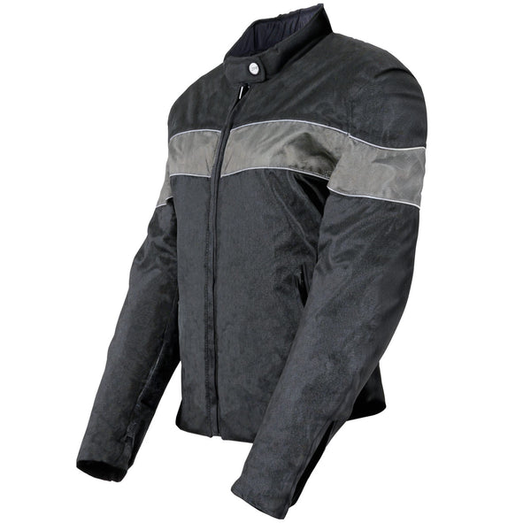 Milwaukee Leather SH2261 Women's Lightweight Black and Grey Textile Motorcycle Jacket with Reflective Piping