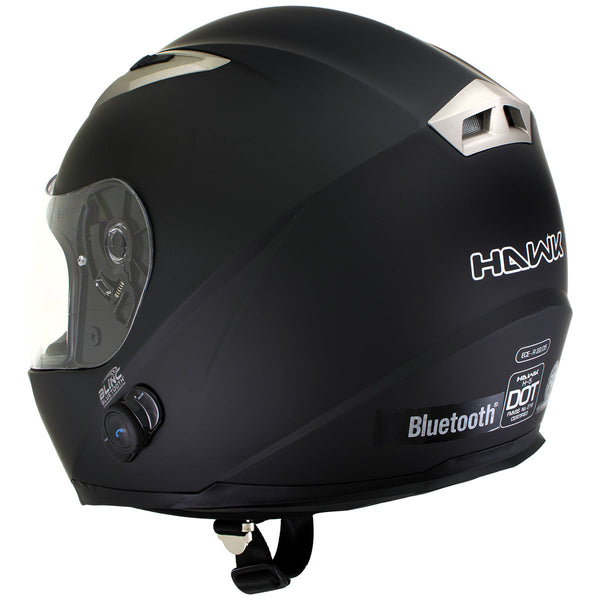 Milwaukee Helmets H500 Flat Black Chit-Chat Black Full Face Motorcycle Helmet with Wireless Communication