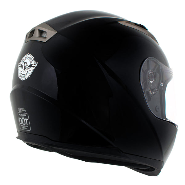 Milwaukee Helmets H510 Gloss Black Chit-Chat Full Face Wireless Motorcycle Helmet-Stream Music-Phone Calls
